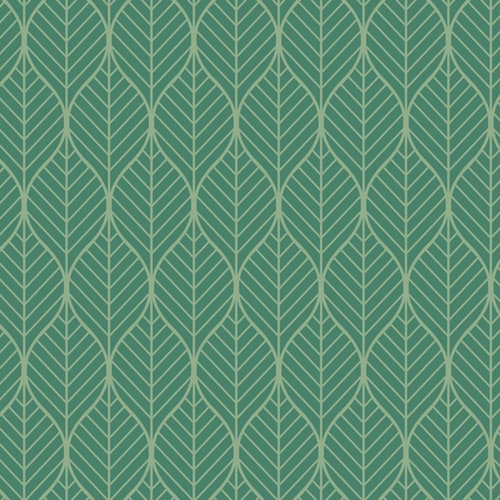 Bobbi Beck Eco Luxury Geometric Line Drawn Leaf Dark Green Wallpaper Image 1