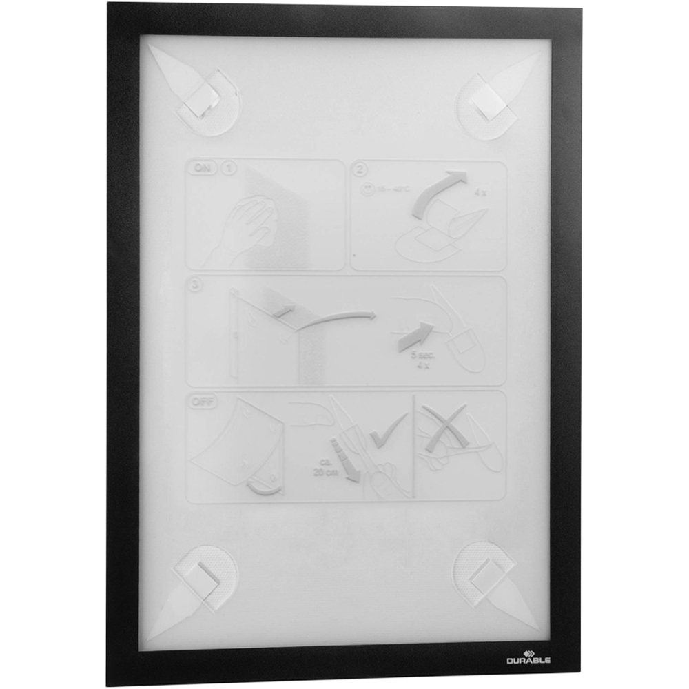 Durable DURAFRAME A4 Black Wallpaper Self Adhesive Magnetic Signage Frame Image 1
