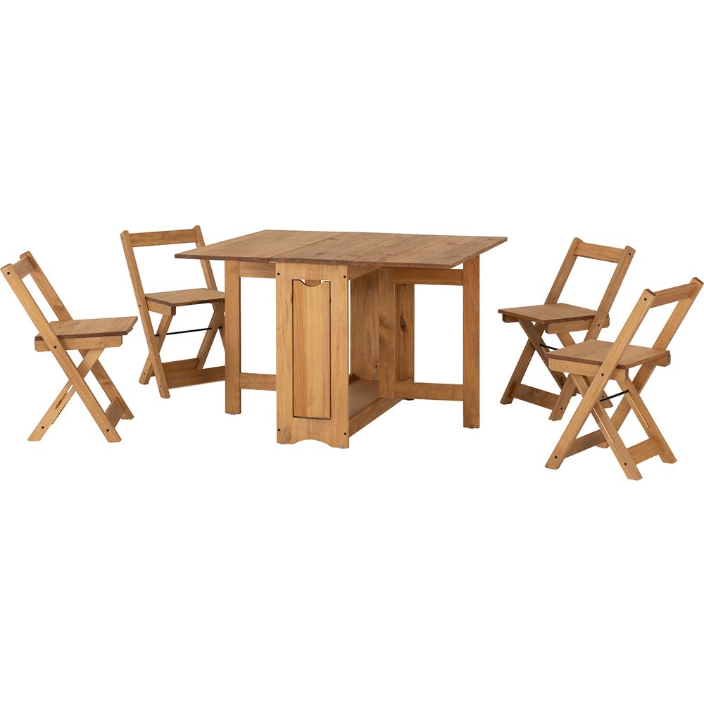 Seconique Santos 4 Seater Butterfly Foldable Dining Set Natural Wax Image 2