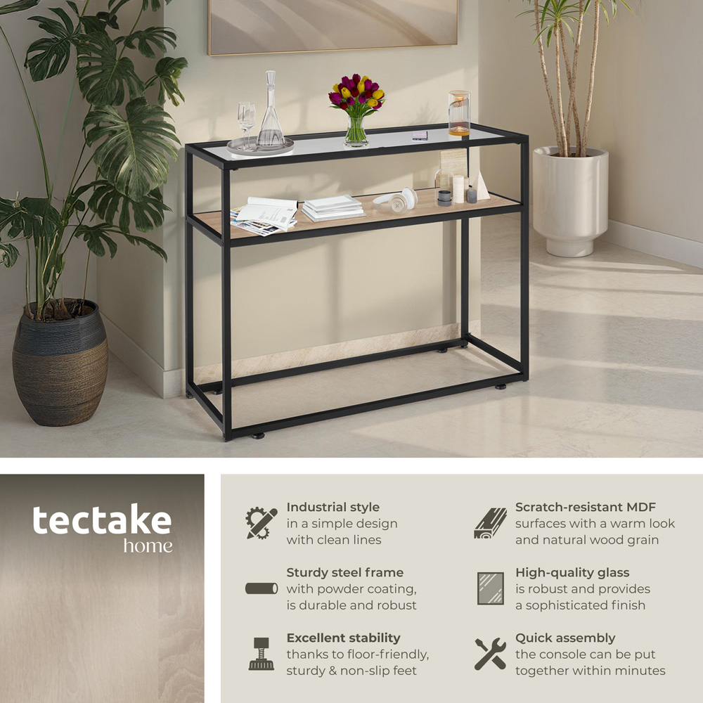 tectake Kilkenny 2 Shelf Light Sonoma Oak Console Table Image 3