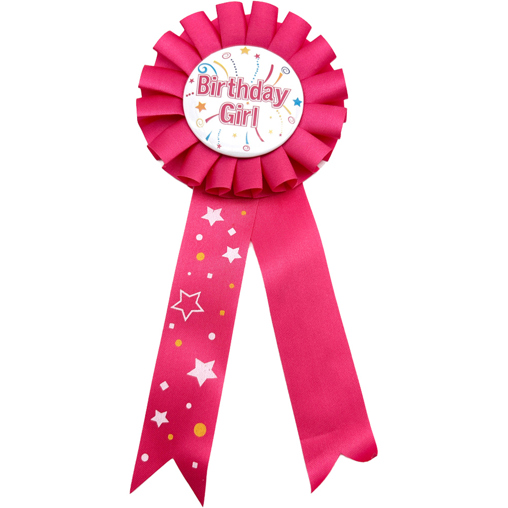 Birthday Girl Ribbon Badge - Pink Image