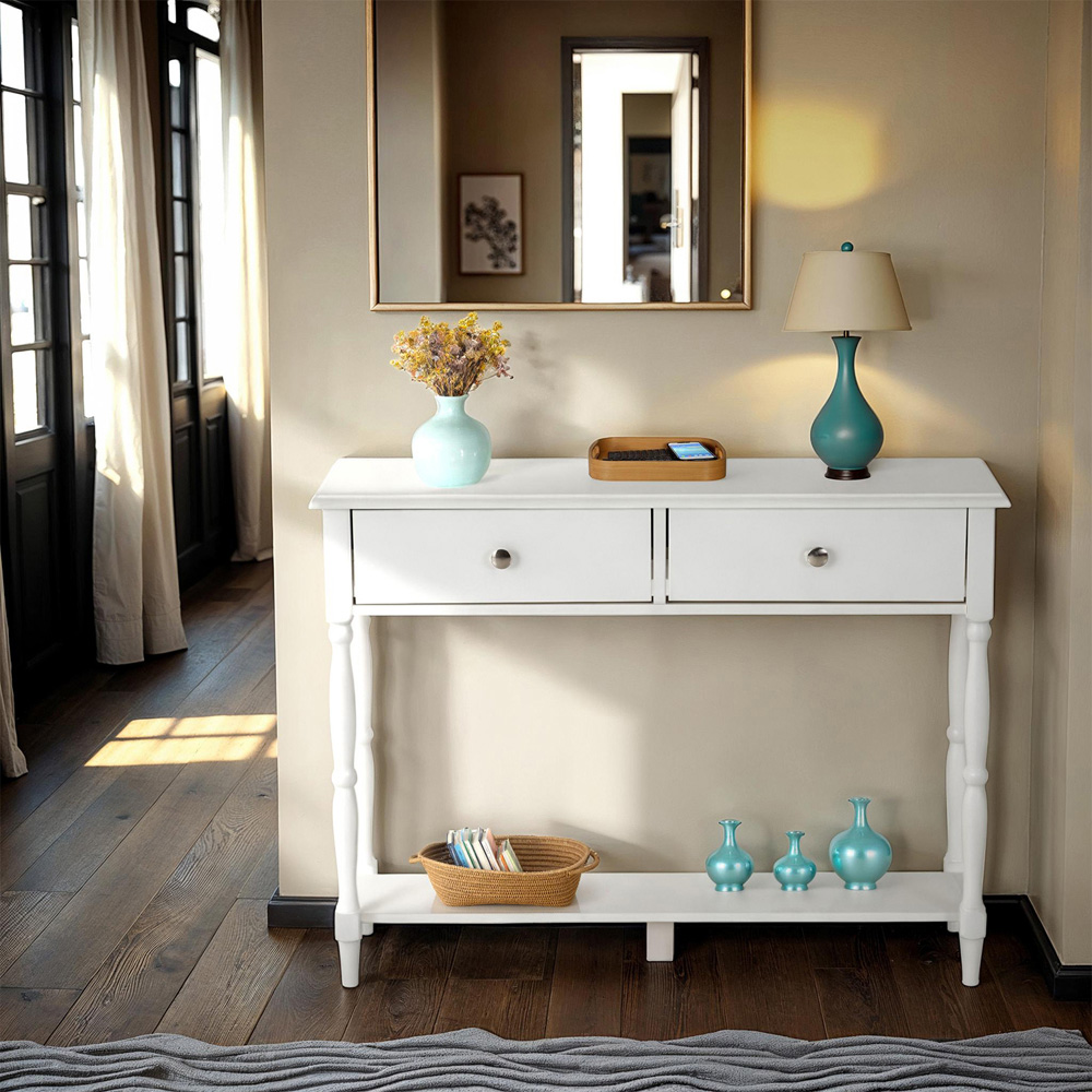 Seconique Stratford 2 Drawer White Console Table Image 8