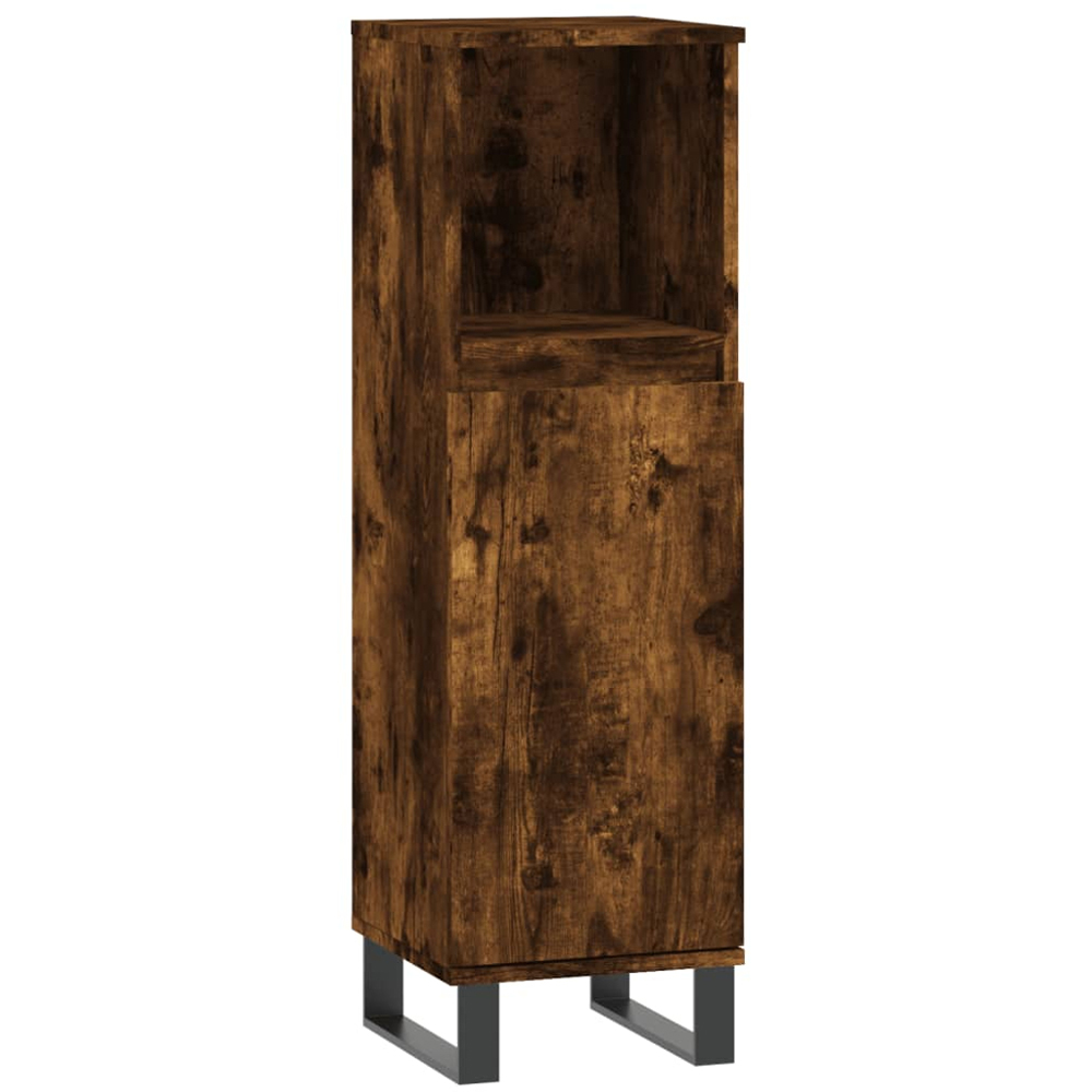 vidaXL Single Door Smoked Oak Bathroom Cabinet Image 2