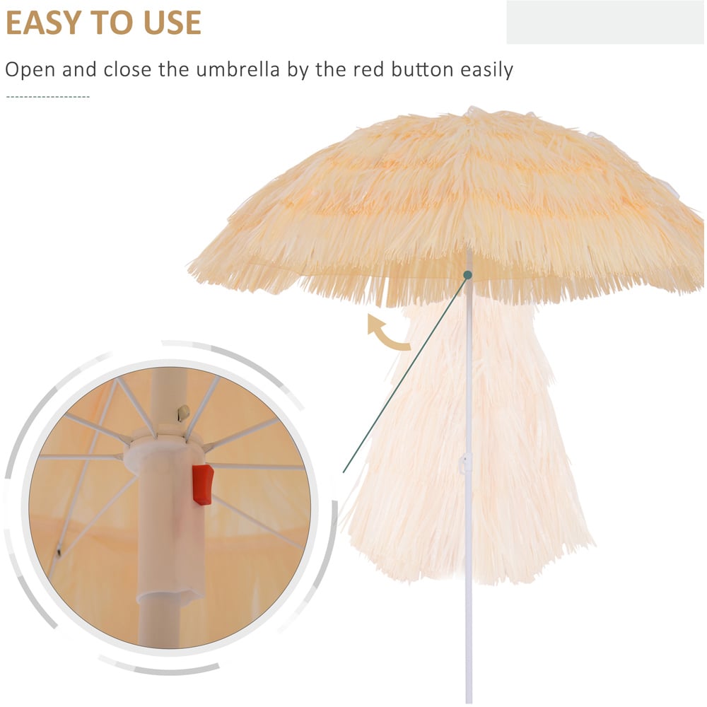 Outsunny Outdoor Sun Umbrella Sunshade Hawaiian Folding Tilting Crank Parasol Wheat Image 5