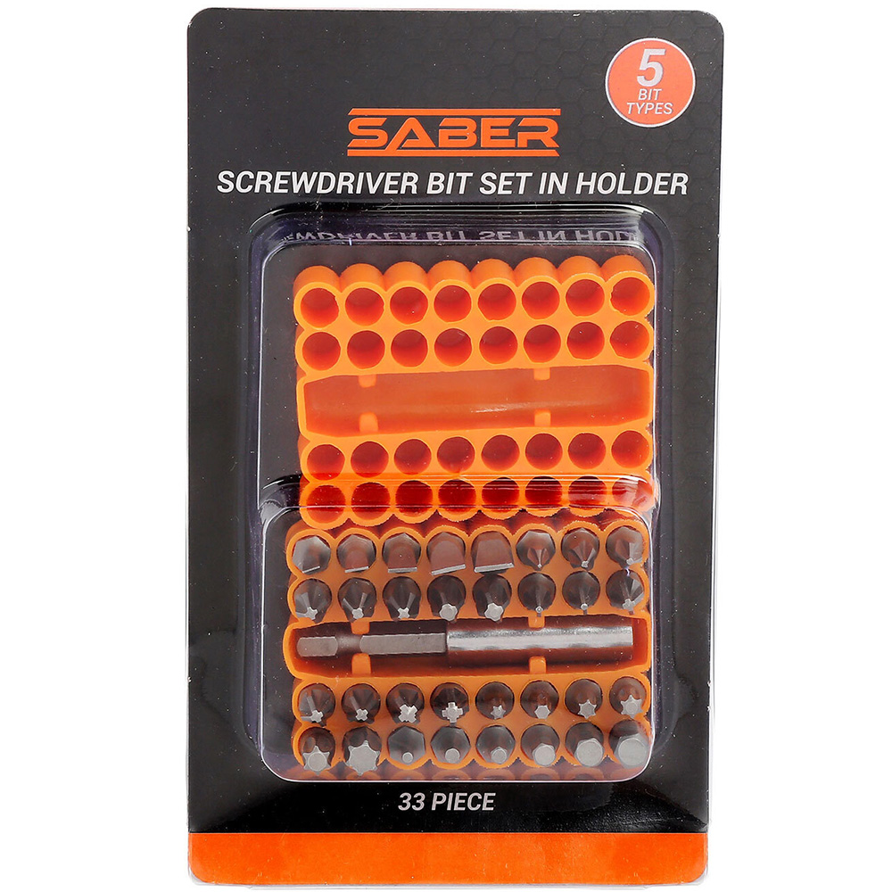 Saber 33 Piece Screwdriver Bit Set in Holder Image