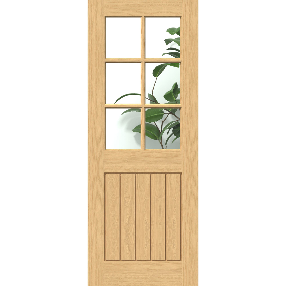 Green & Taylor Cottage Oak 6 Lite Clear Glazed Prefinished Internal Door 1981 x 762mm Image