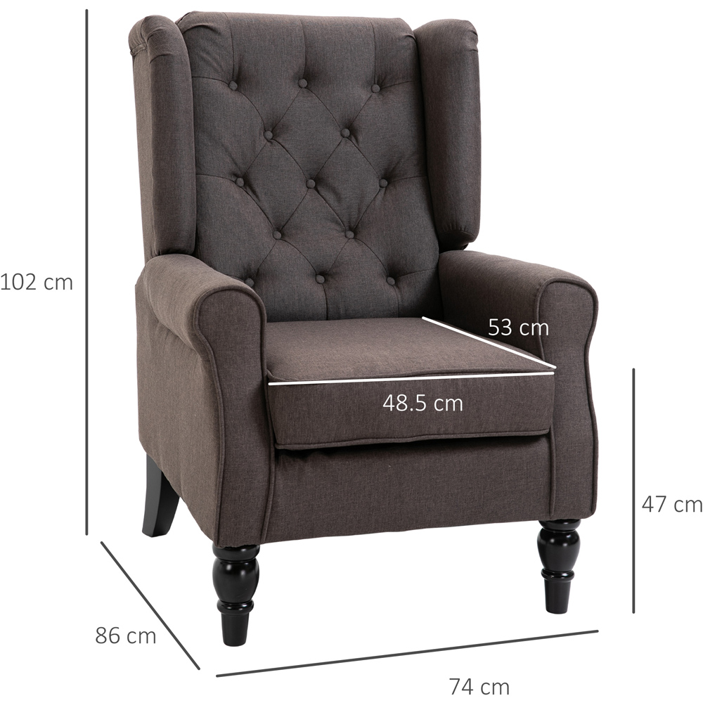 Portland Brown Retro Upholstered Wingback Armchair Image 7