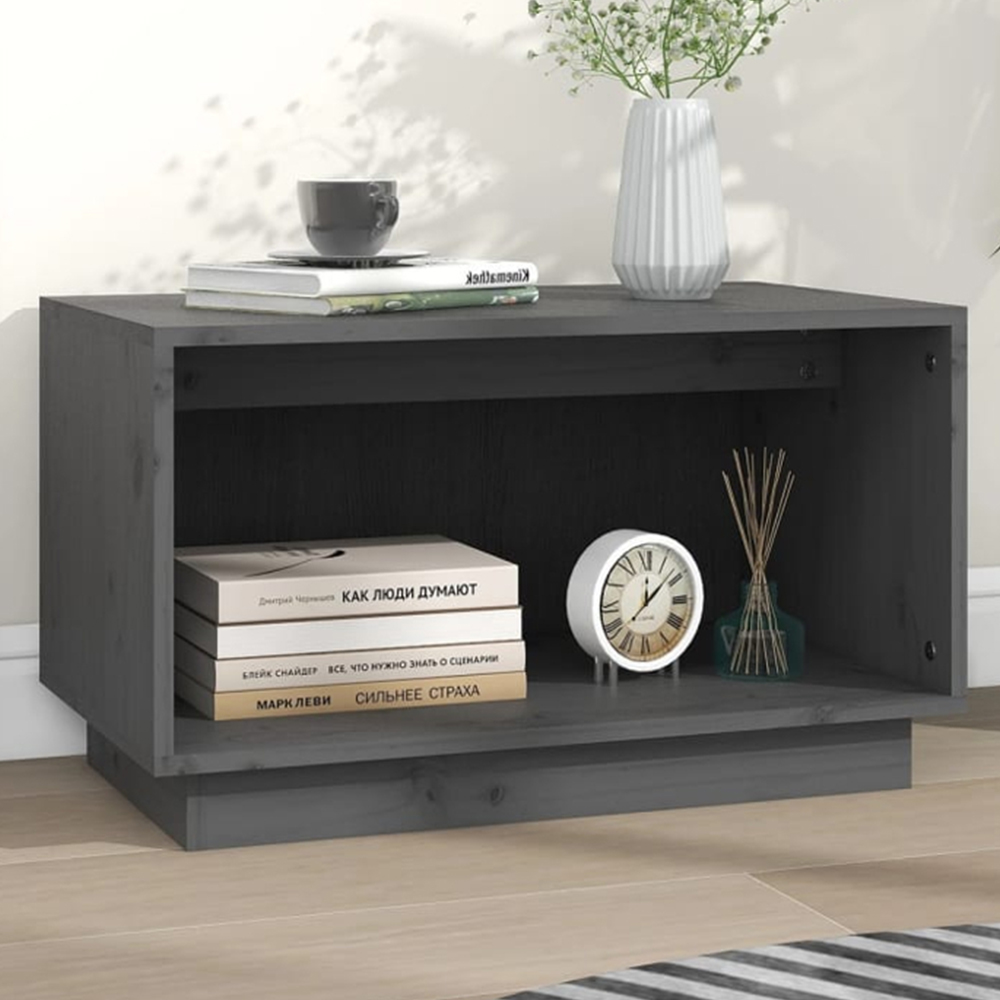 vidaXL Single Shelf Grey Solid Pine TV Cabinet Image 1
