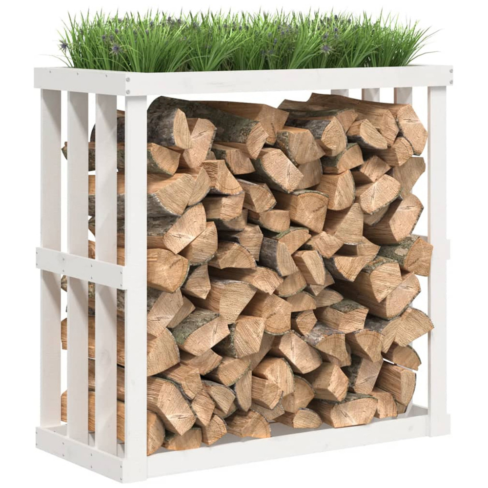 vidaXL White Solid Pine Wood Log Holder 108 x 52 x 106cm Image 4