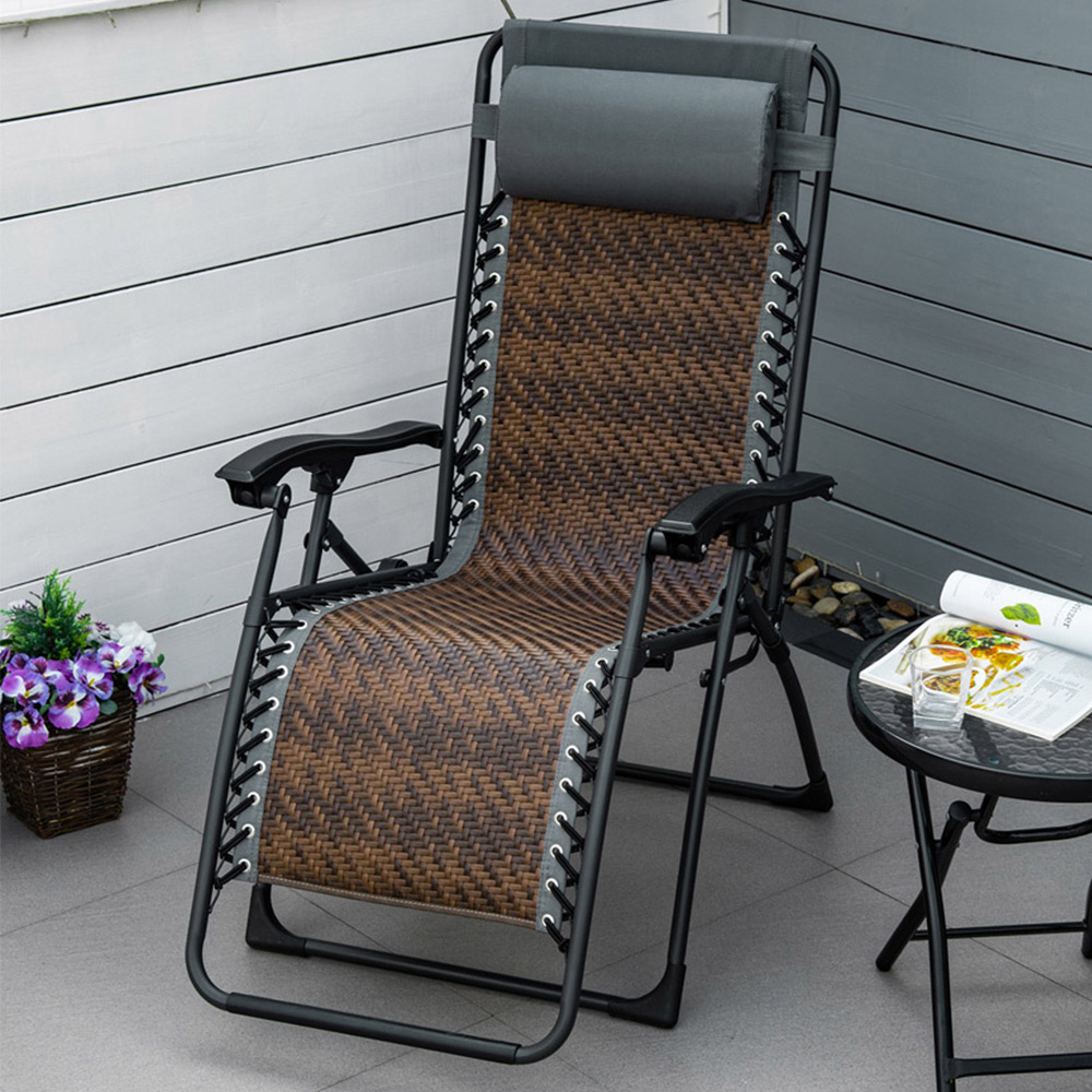 Outsunny Brown Zero Gravity Folding Recliner Chair Image 1