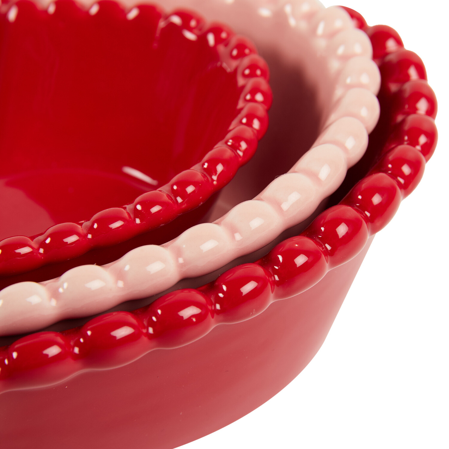 Set of 3 Heart Bowls - Red and Pink Image 4