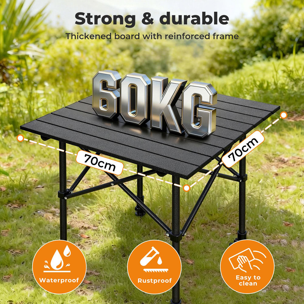 Levede Aluminium Foldable Camping Table 70cm Image 4
