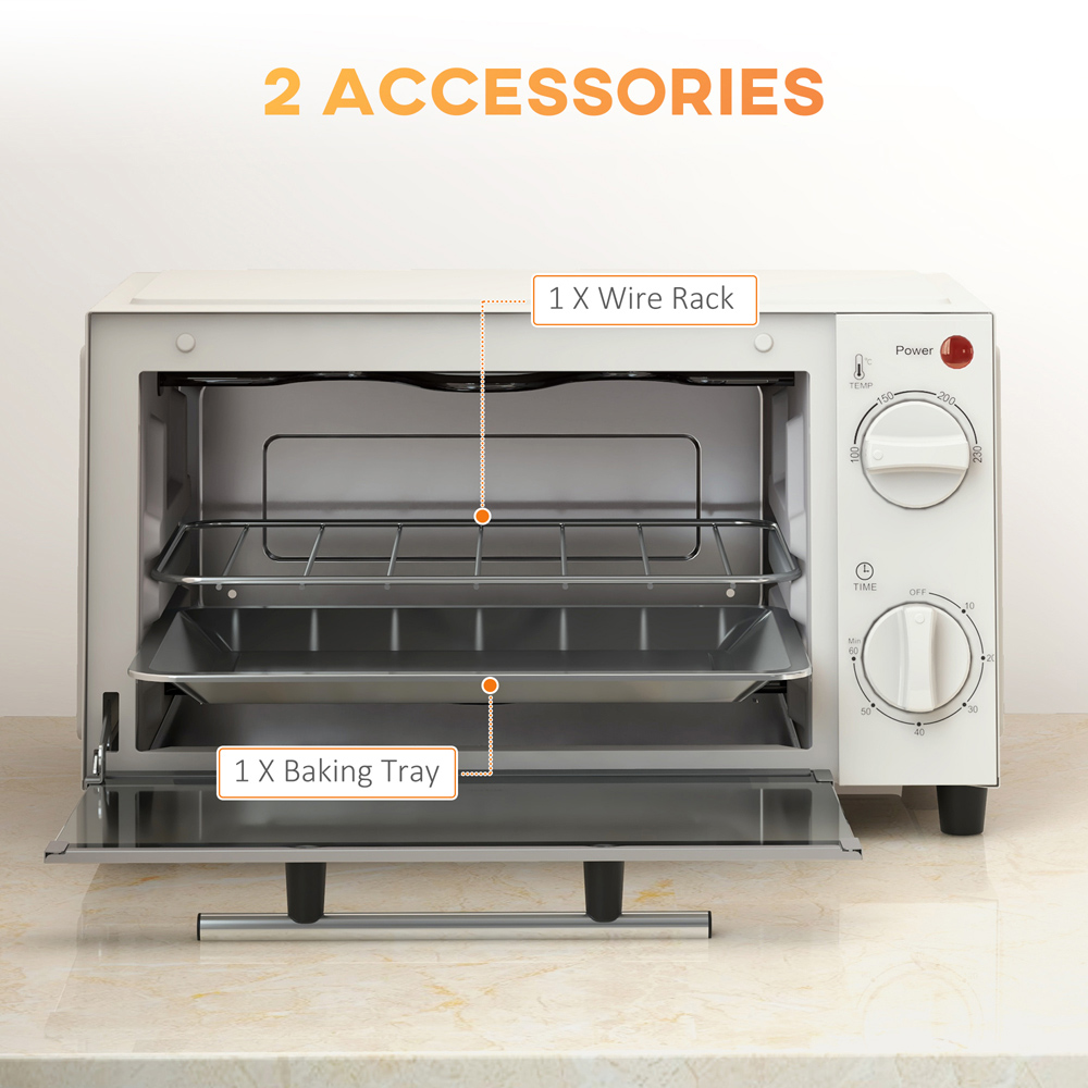HOMCOM 800-088V70CW Cream 9L Countertop Toaster Oven 750W Image 6