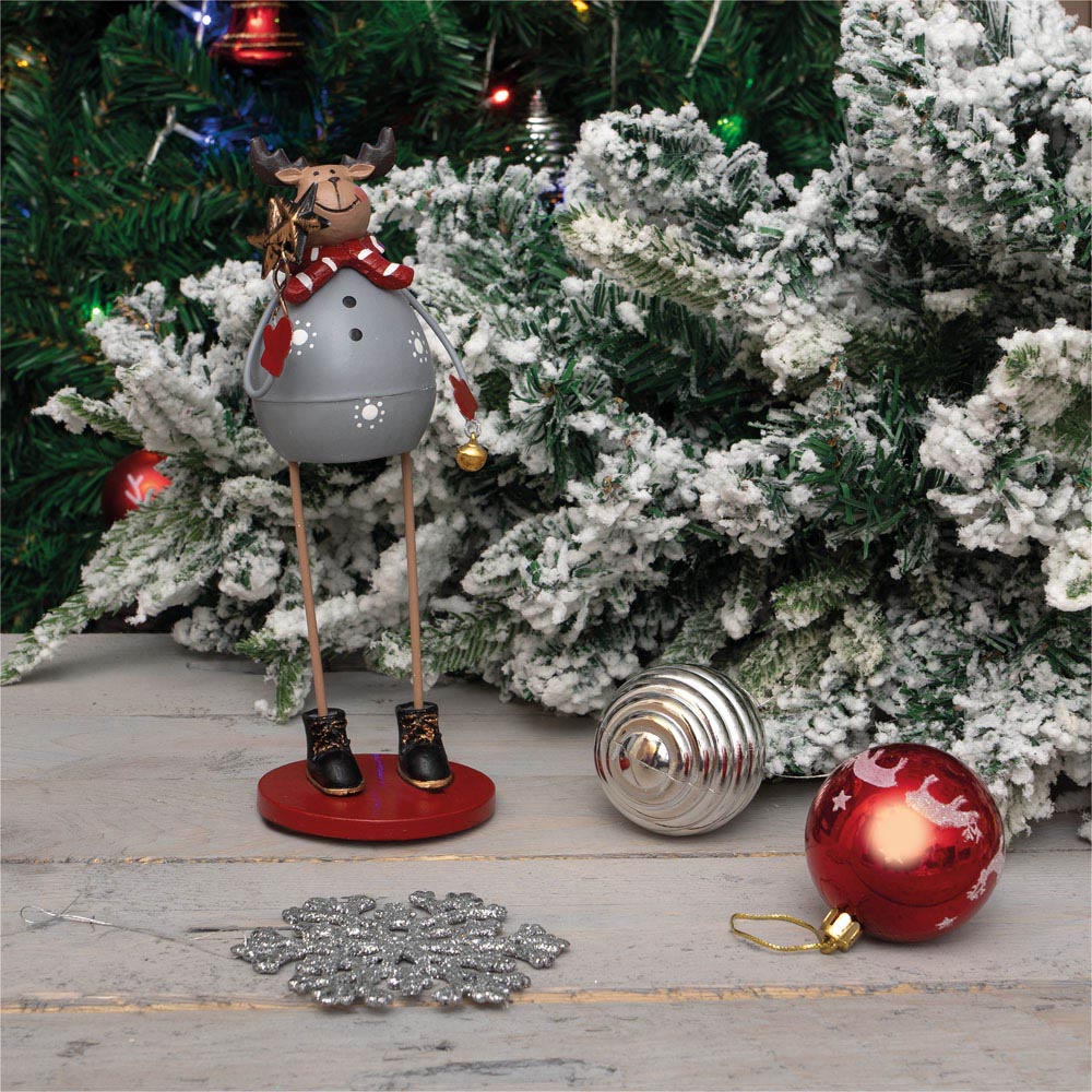 St Helens Grey Reindeer Metal Christmas Decoration Image 3