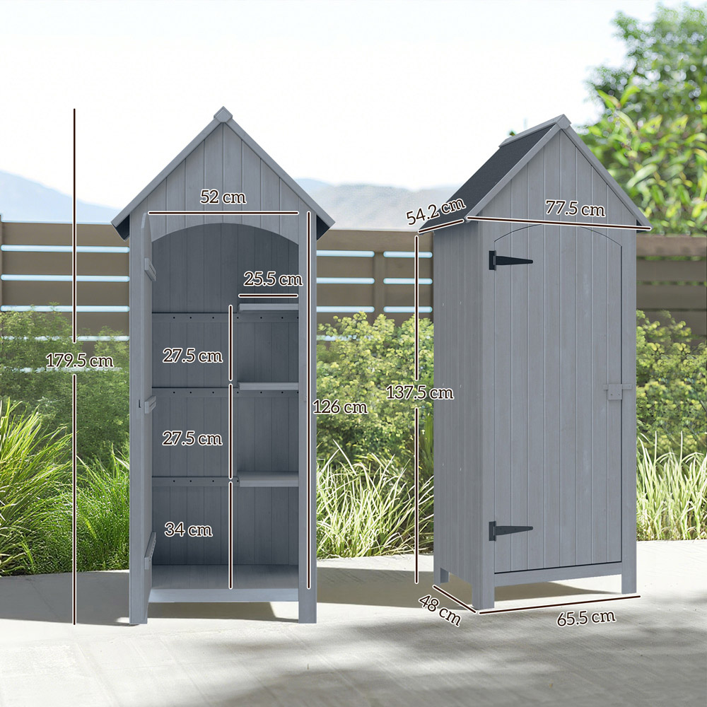 Outsunny 2.1 x 1.5ft 3 Shelf Grey Small Garden Shed with Tilt Roof Image 9