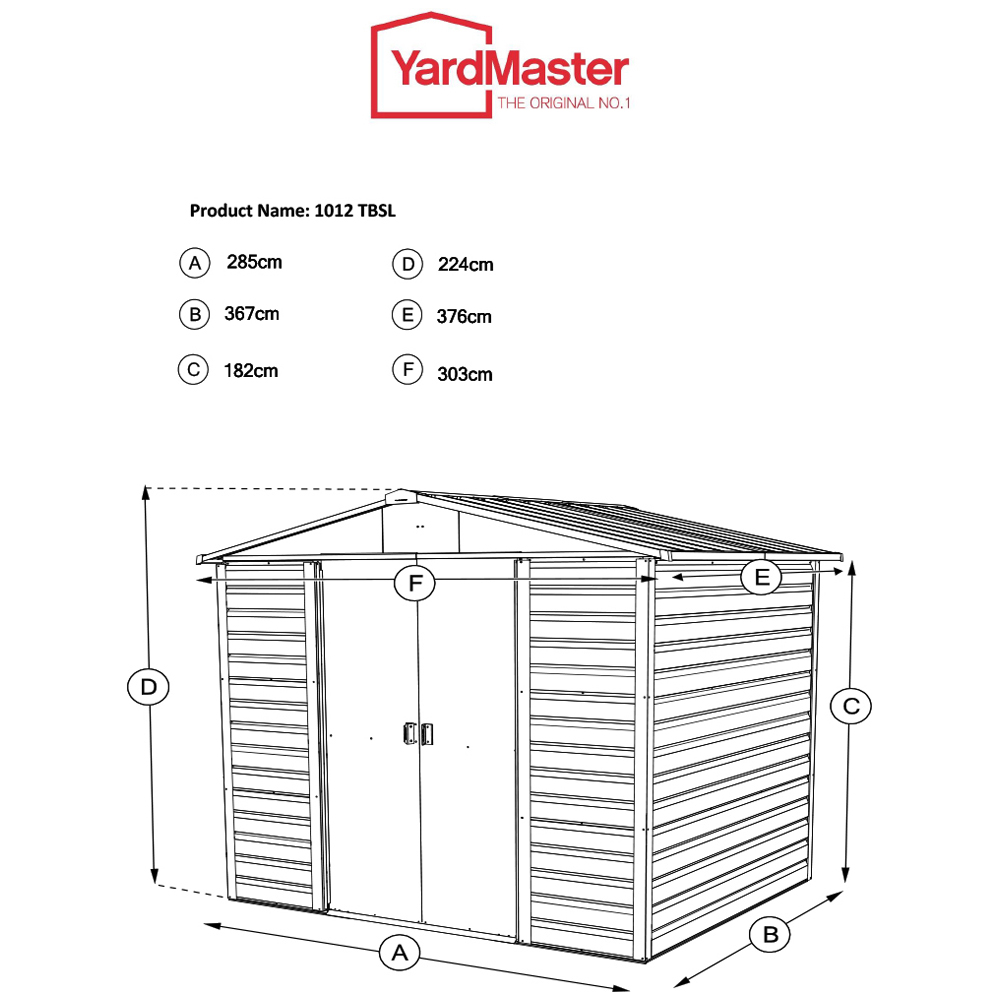 Yardmaster 10 x 12ft Deluxe Metal Shiplap Apex Storage Shed with Floor Support Kit Image 9