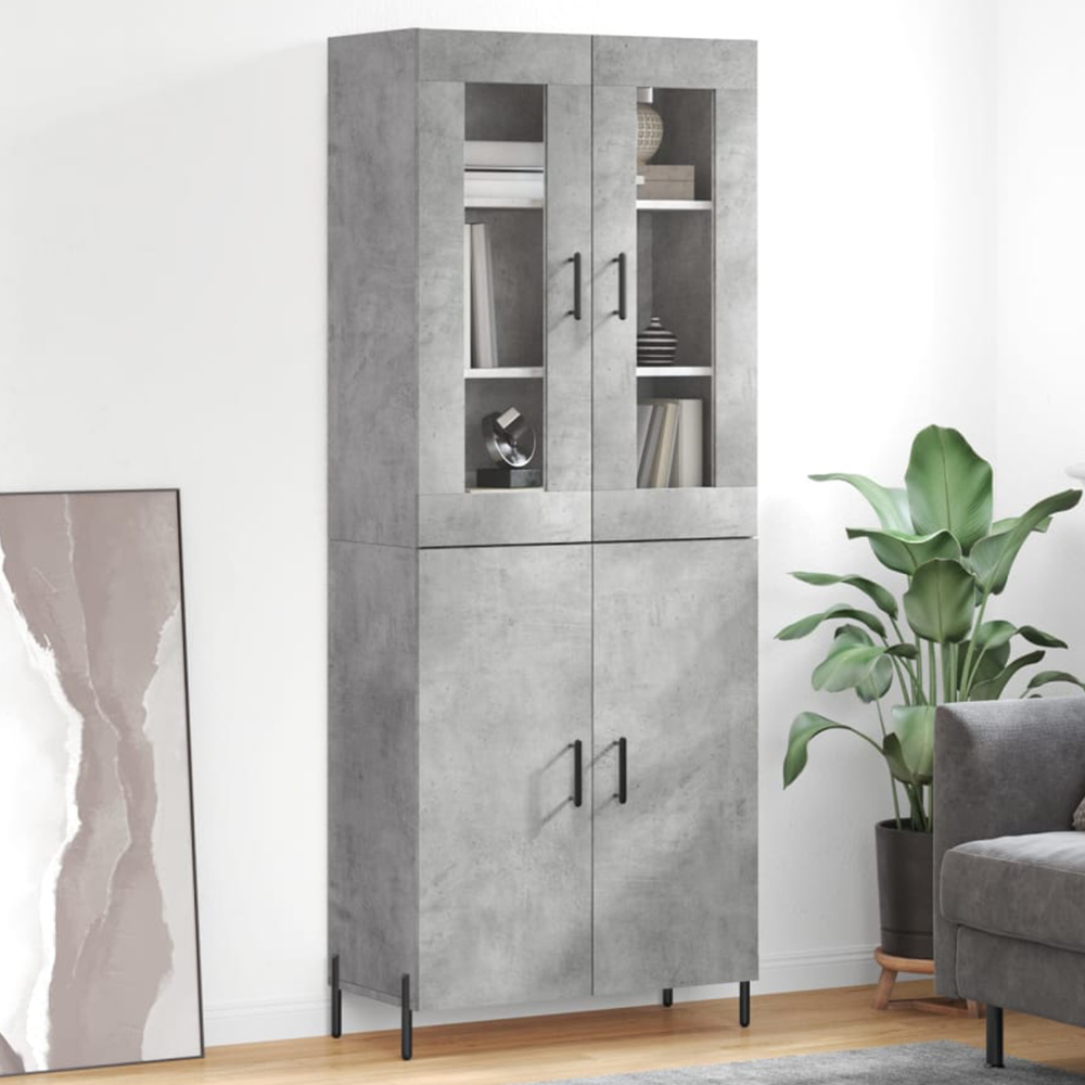 vidaXL 4 Door Concrete Grey Highboard Image 1