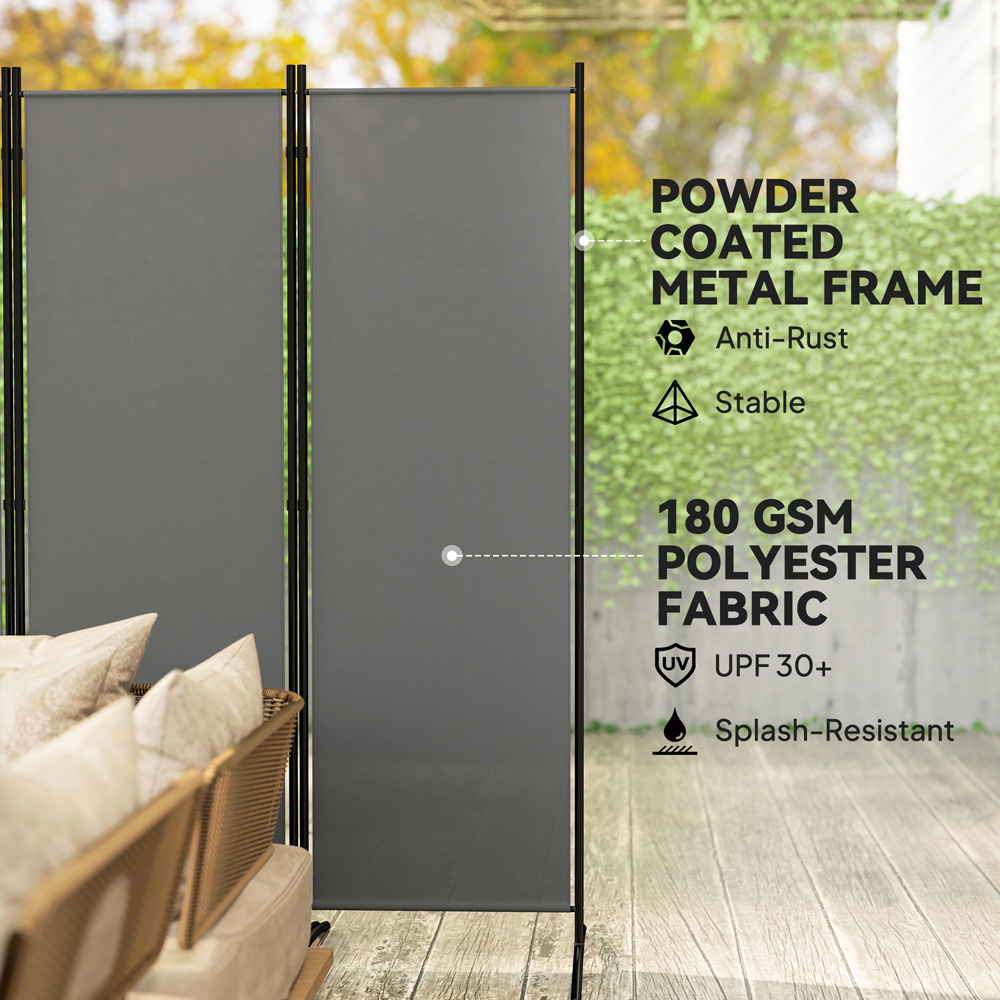Outsunny 6 Panel Dark Grey Foldable Garden Privacy Screen Image 7