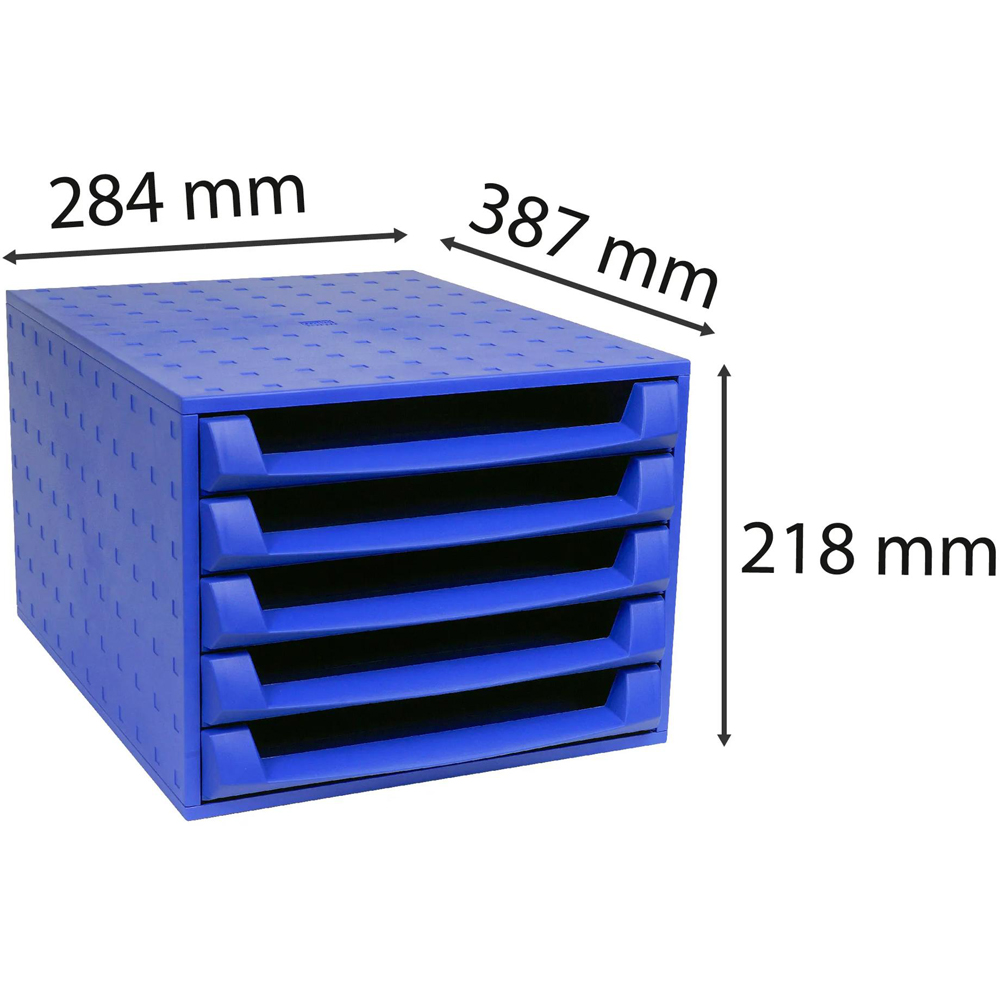Exacompta Forever 5 Drawer Cobalt Blue Recycled Plastic Filing Cabinet Image 7