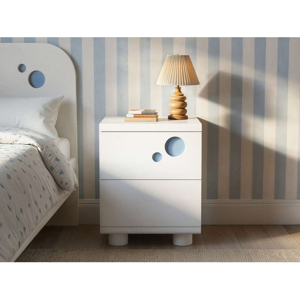 Flair Livana 2 Drawer White Bedside Table Image 5