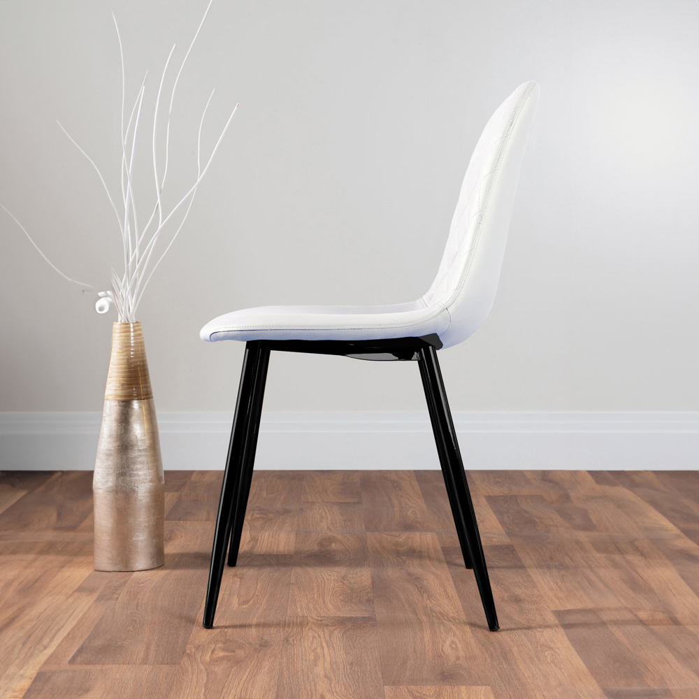 Furniturebox Molini Solara 6 Seater Dining Set White Gloss and Black Image 4