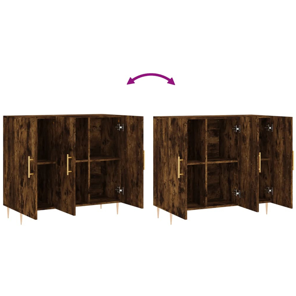 vidaXL 3 Door Smoked Oak Sideboard Image 9
