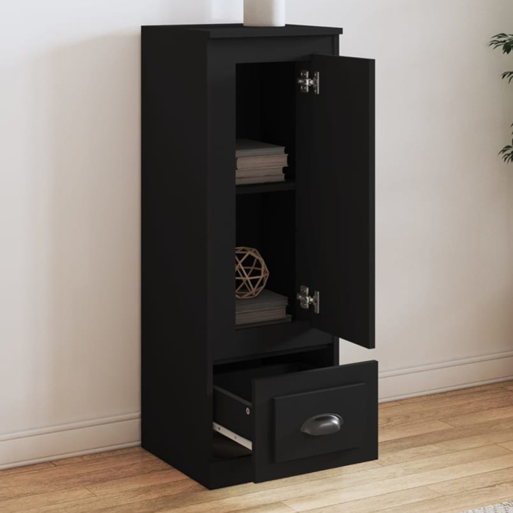 vidaXL Single Door Single Drawer Black Highboard Image 1