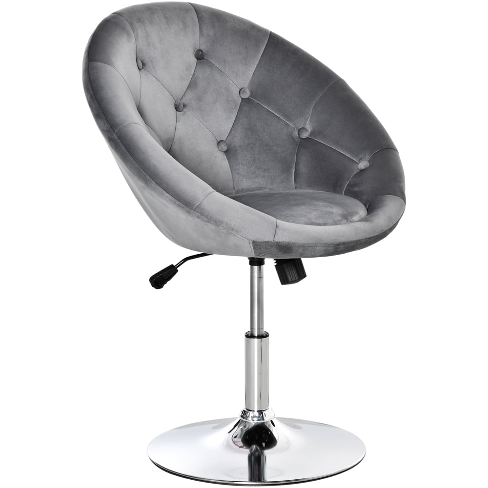 Portland Grey Velvet Touch Tufted Height Adjustable Bar Stool Image 2