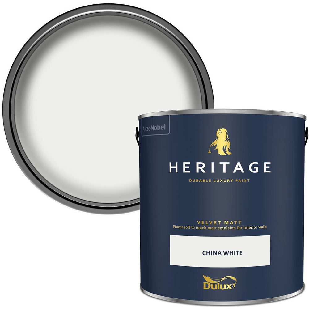 Dulux Heritage Walls and Ceilings China White Velvet Matt Emulsion Paint 2.5L Image 1