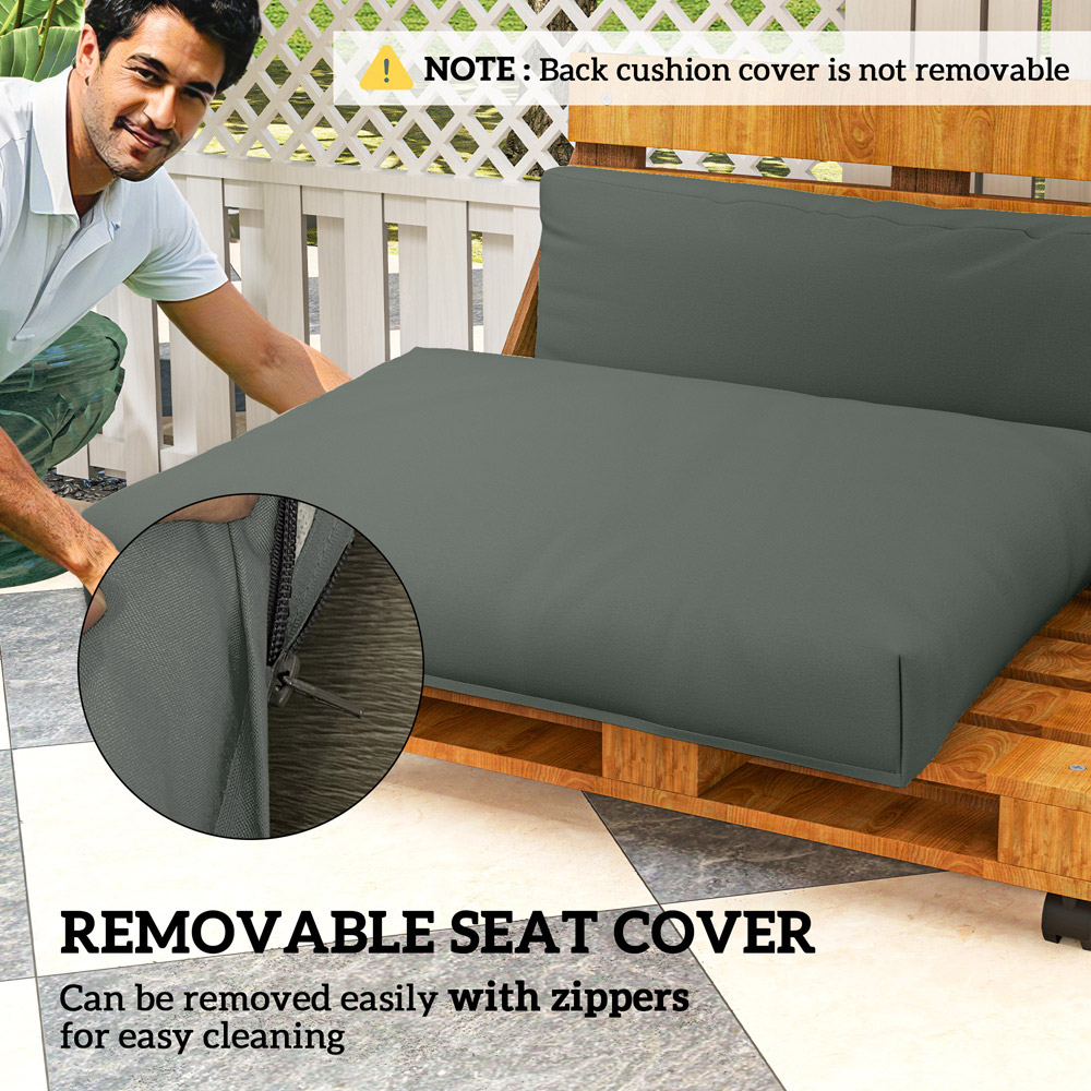 Outsunny 2 Seater Charcoal Grey Garden Pallet Cushions 125 x 120cm 2 Pack Image 6