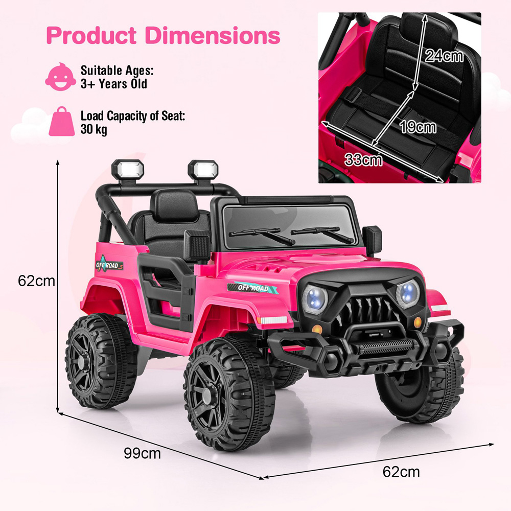 Costway Kids Pink Ride On Truck with Remote Control and 3 Speeds 12V Image 7