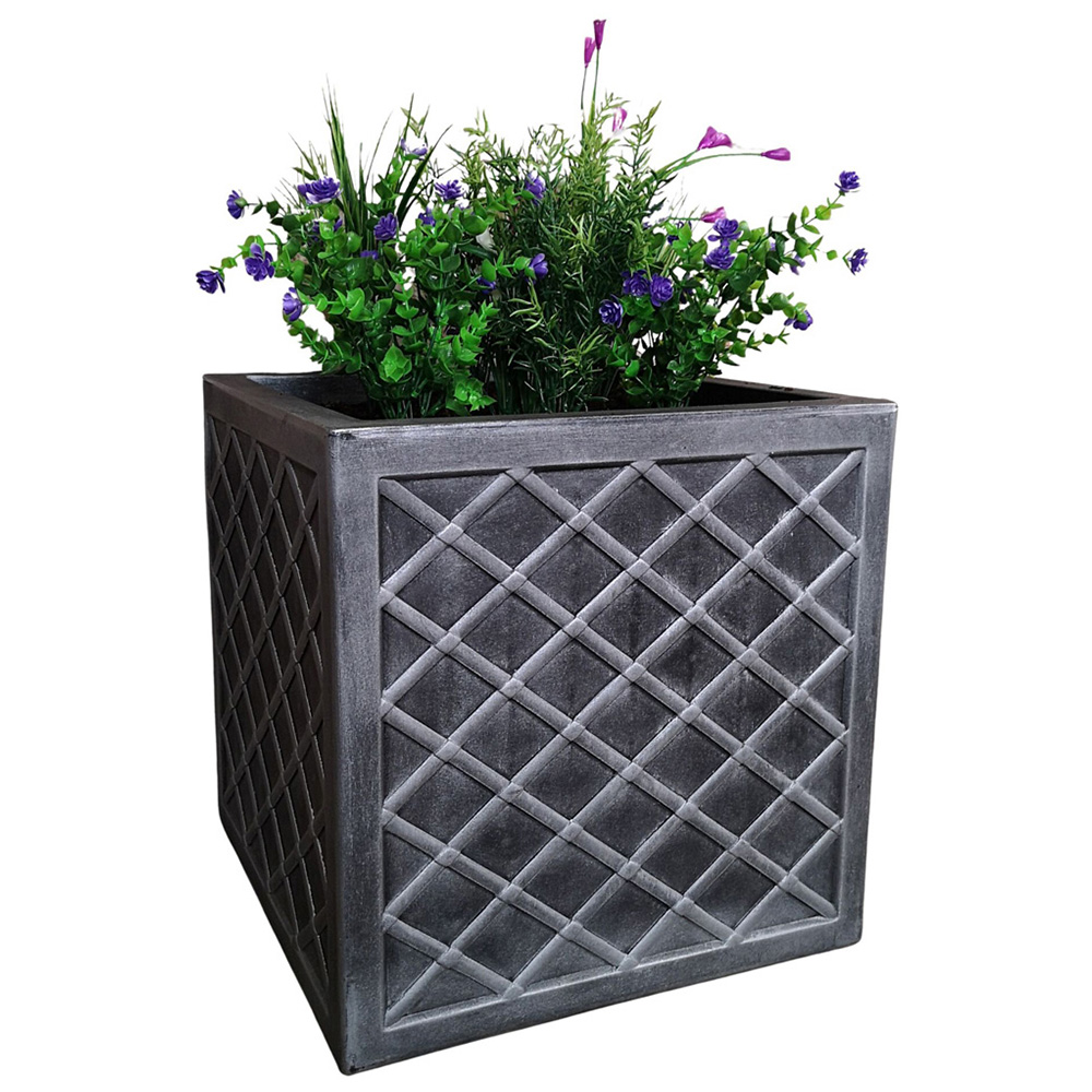 Samuel Alexander Lazio Square Grey Pewter Garden Planter 39 x 39cm Image 1