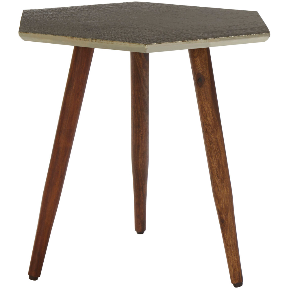 Premier Housewares Boho Wooden Hexagonal Side Table Image 3