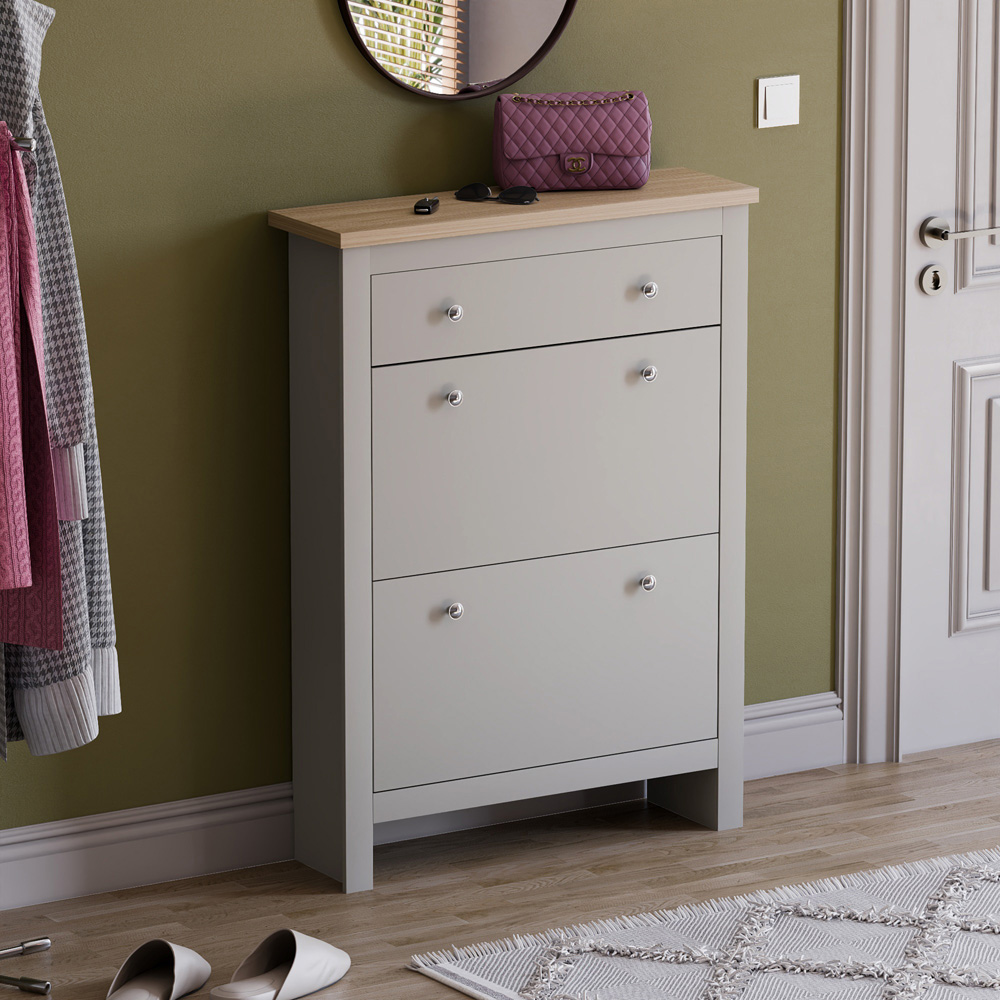 Vida Designs Arlington Grey Shoe Cabinet Image 1