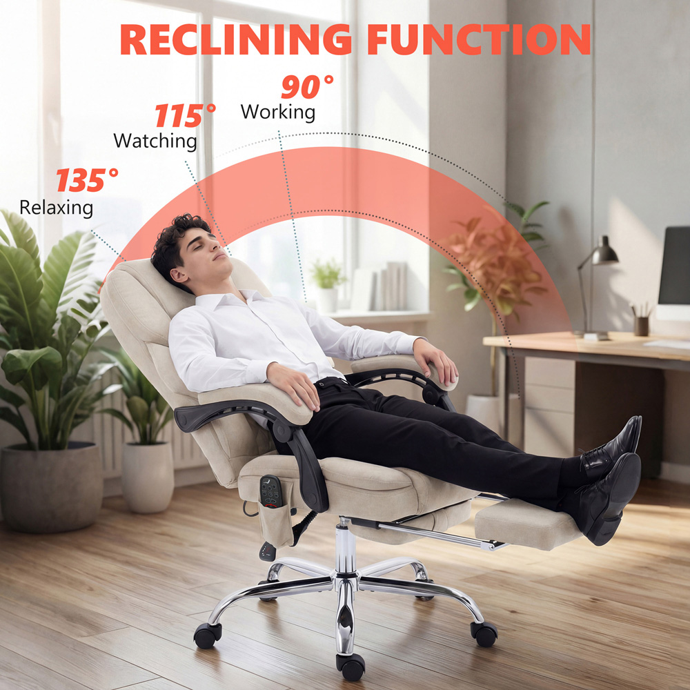 Portland Cream Massage and Heat Reclining Office Chair Image 6