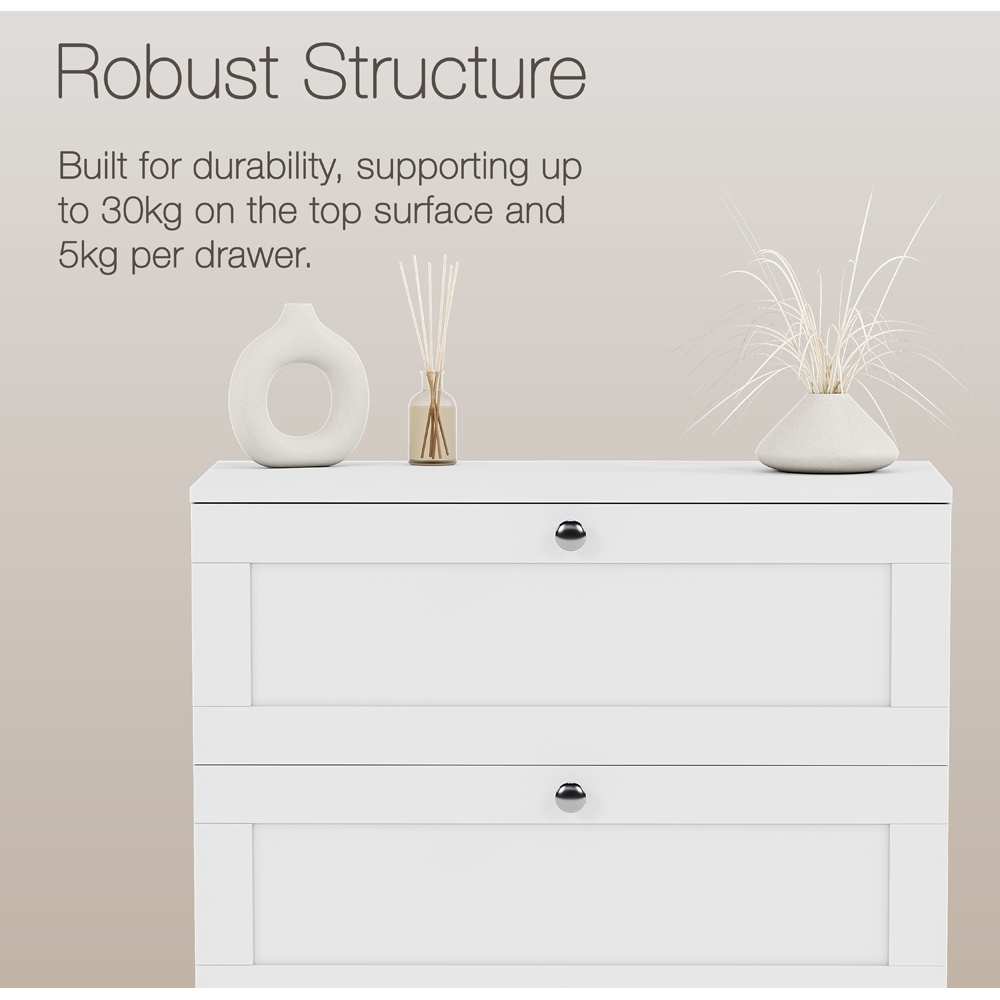 VIDA DESIGNS Altino 5 Drawer White Shaker-Style Chest of Drawers Image 5