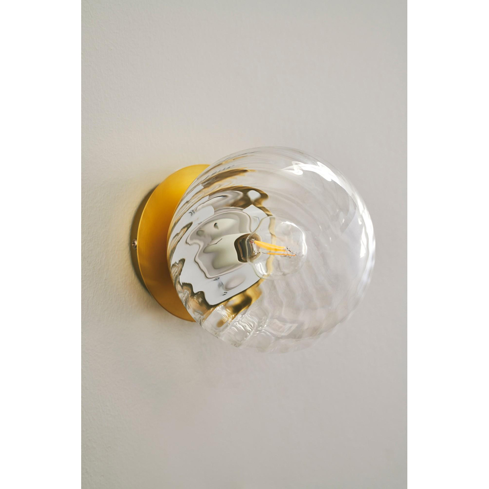 Nordlux Chisell Brass Swirled Glass Dome Wall Light Image 6
