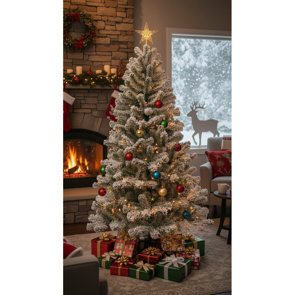 Festive Christmas Snow Covered Fir Artificial Christmas Tree 6ft Image 6