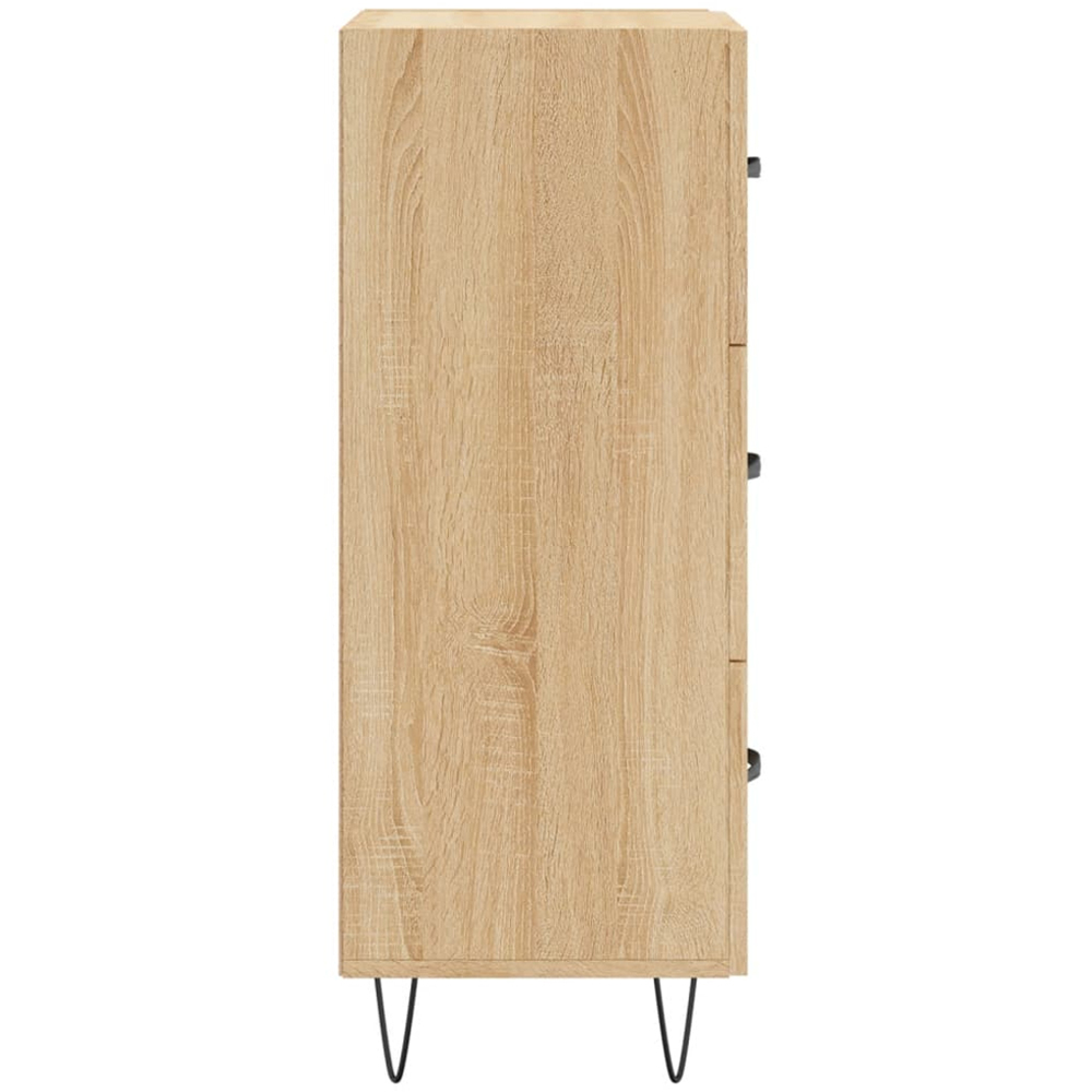 vidaXL 3 Drawer Sonoma Oak Sideboard with Metal Legs and Handles Image 7