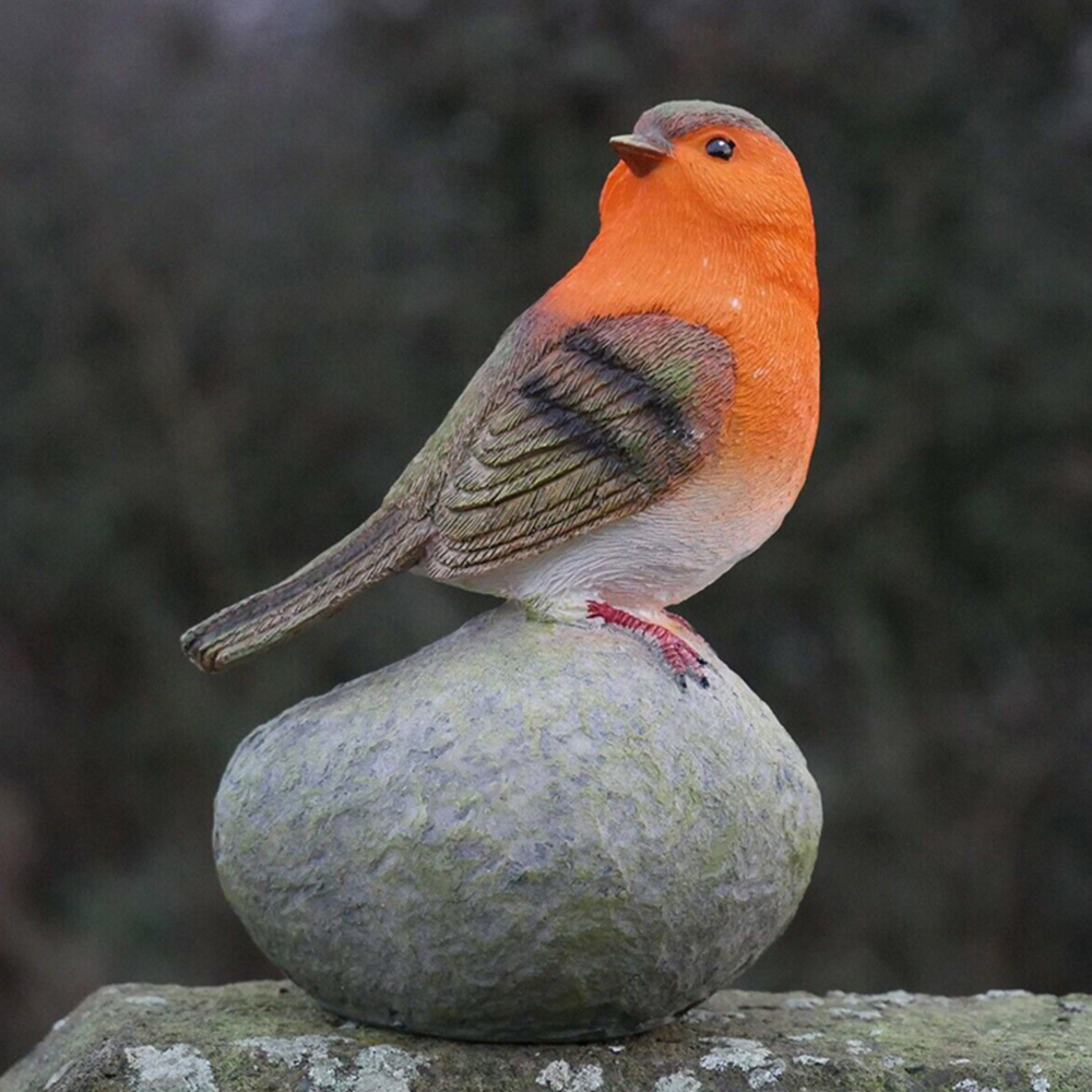 Marco Paul Robin Redbreast Perched on a Stone Christmas Ornament Image 2