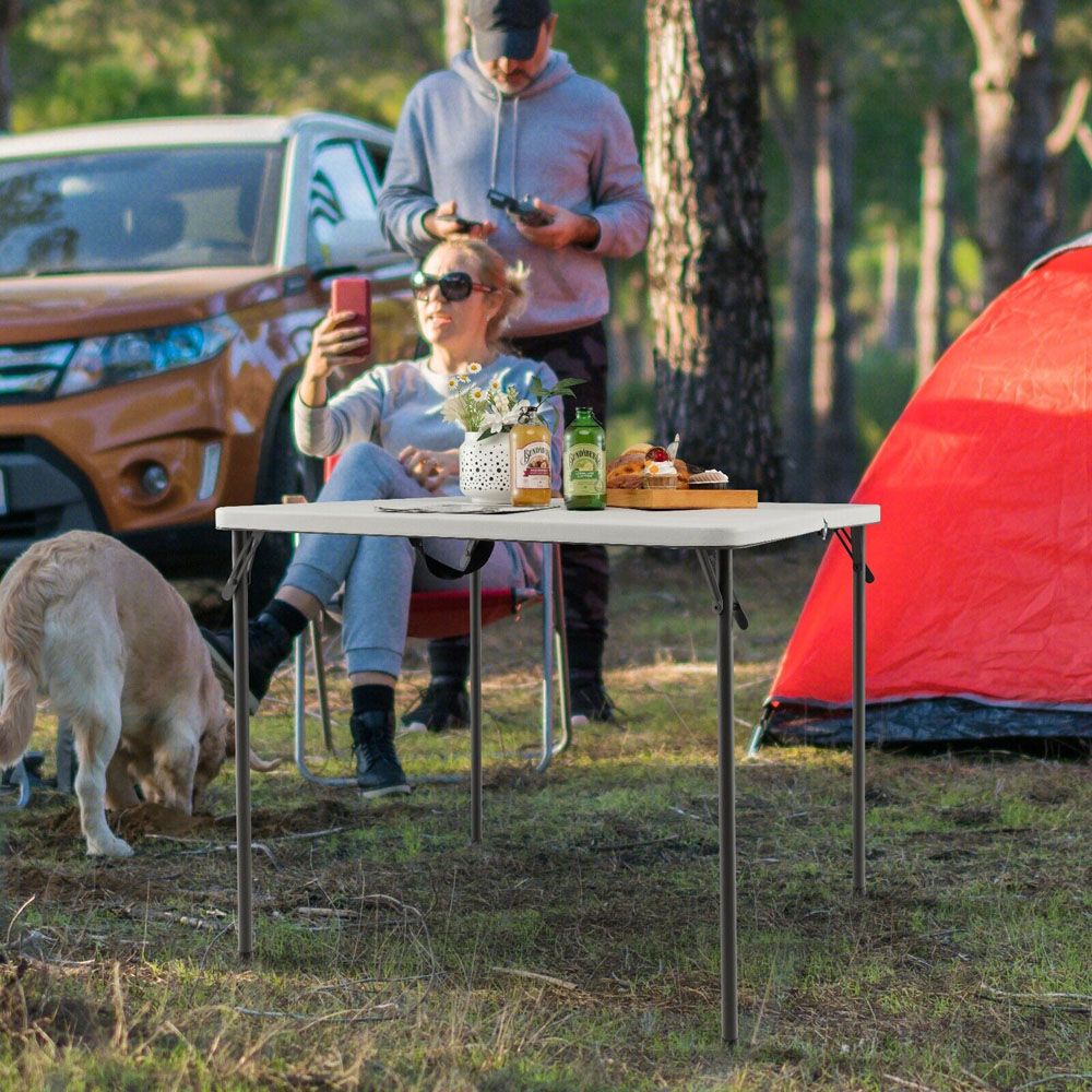Costway Grey Folding Camping Table with Handle Image 4