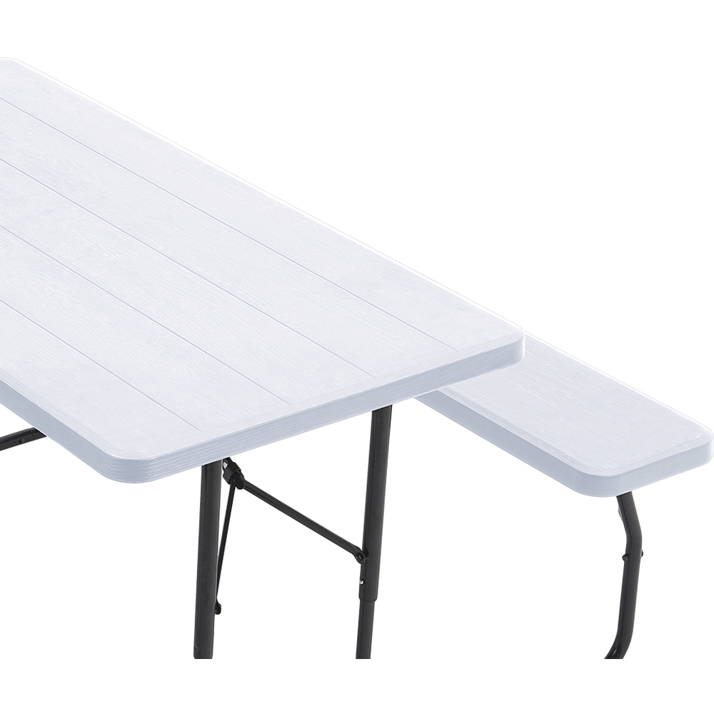 Living and Home Foldable 3 Seater White Picnic Table and Bench Set Image 6