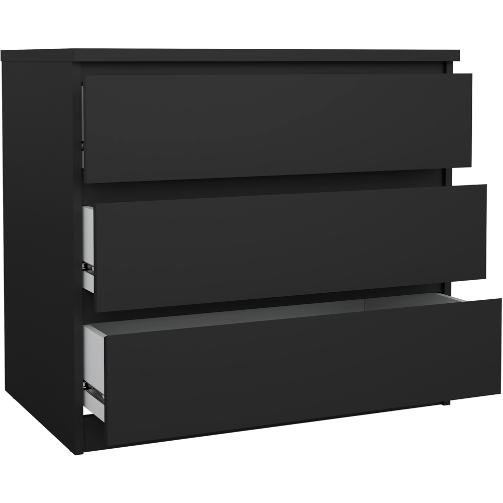 Florence 3 Drawer Matt Black Chest of Drawers Image 4