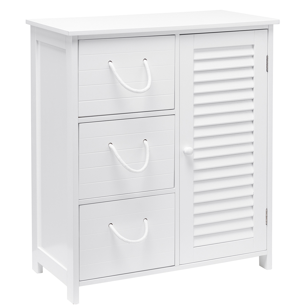 Kingston White 3 Drawer Single Door Floor Cabinet Image 2