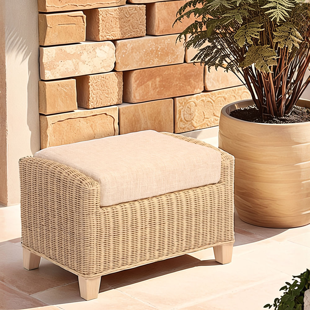 Desser Furniture Dijon Cotton Cream Footstool Image 6