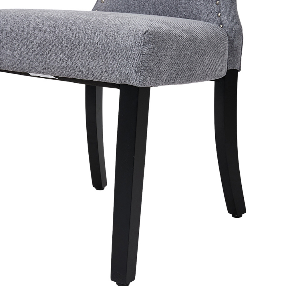Living and Home Set of 2 Grey Linen Upholstered Dining Chairs Image 8