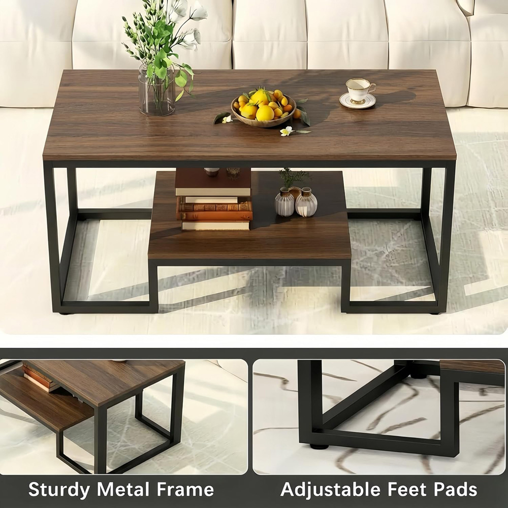 Alivio Single Shelf Brown Modern Industrial Coffee Table Image 8
