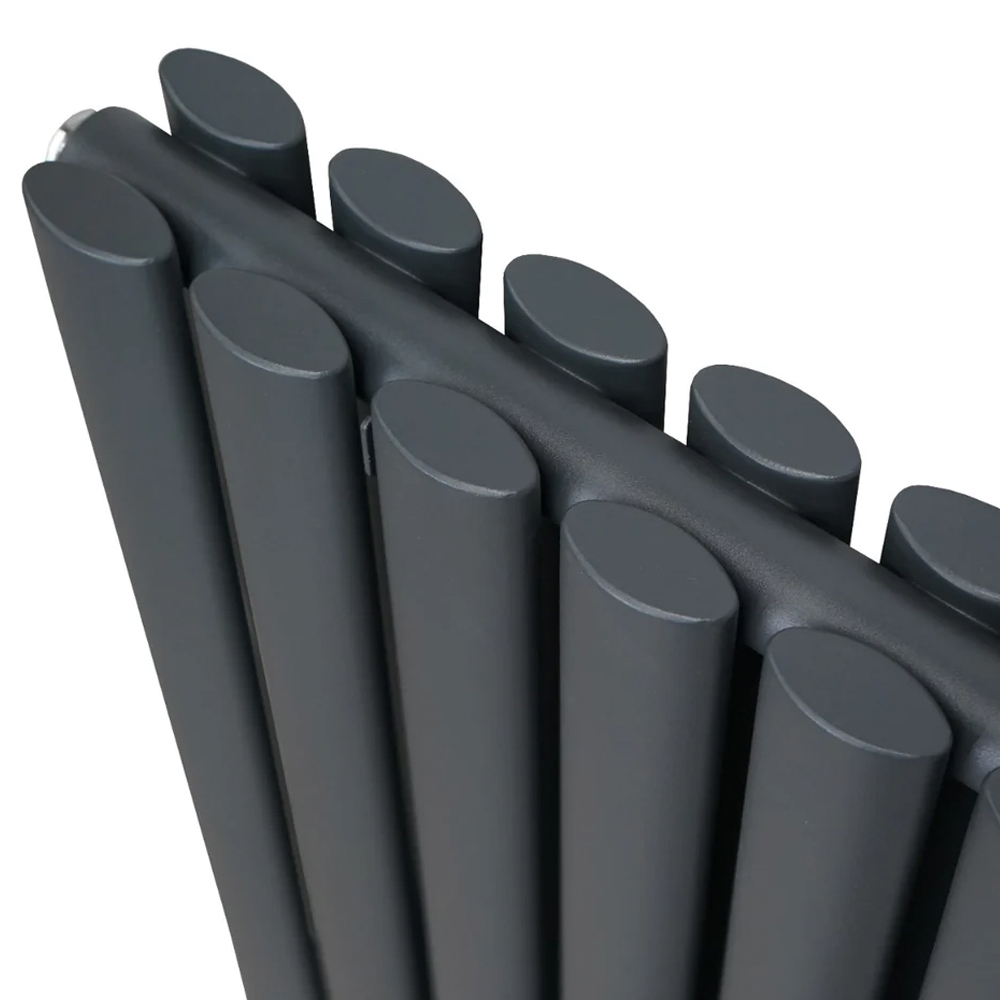 Monster Shop 2684BTU Anthracite Grey Oval Column Radiator and Valves 600 x 600mm Image 5