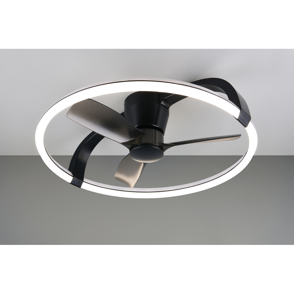 TRIO Stockholm Matt Black Round RGB LED Ceiling Light with Fan Image 8