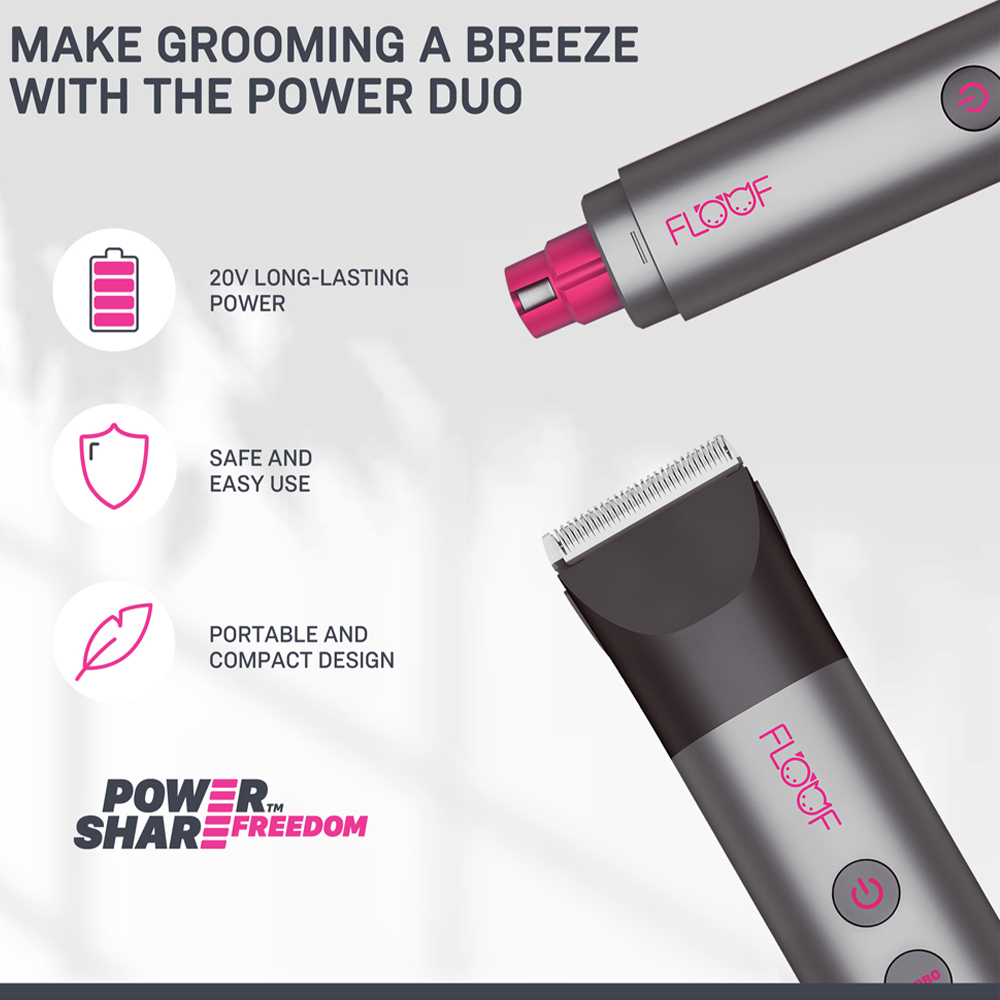 Floof FL900 Shaver and Nail Grinder Pet Grooming Kit with PowerShare Freedom Battery and Hub 20V Image 2